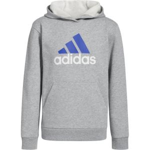 imageadidas Boys Active Sport Athletic Pullover Hooded SweatshirtHeather Grey Blue Bos
