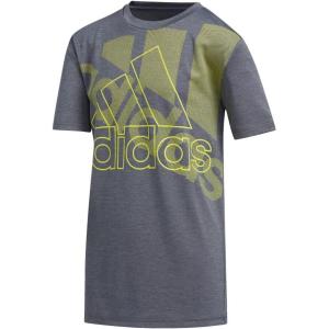 imageadidas Boys Big Kids Short Sleeve AEROREADY Performance Logo Tee TShirt Statement Bos Dark Grey Large