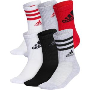 imageadidas Boys Cushioned Mixed Crew 6Pack Little KidBig KidAdultBetter ScarletCool Light HeatherBlack