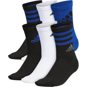 imageadidas Boys Cushioned Mixed Crew 6Pack Little KidBig KidAdultTeam Royal BlueWhiteBlack