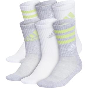 imageadidas Boys Cushioned Mixed Crew 6Pack Little KidBig KidAdultWhiteCool Light HeatherPulse Lime Green