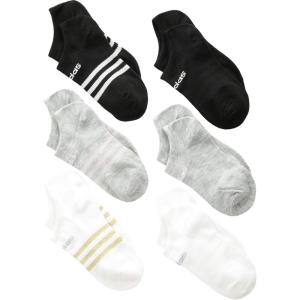 imageadidas Kids No Show Socks 6Pack  Superlite Breathable Youth Ankle SocksWhiteCool Light HeatherBlack LurexGirls