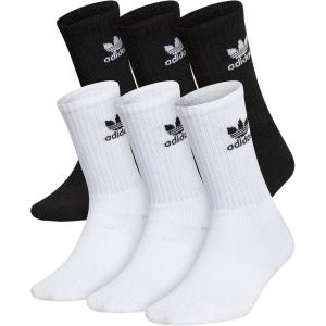 imageadidas Originals Unisex child Athletic Cushioned Crew Socks OG 6 pairs durable breathableWhiteBlackOg
