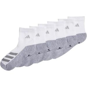 imageadidas Unisex Kids Quarter Ankle Socks for Boys and Girls Youth 6Pack Athletic Cushioned and ComfortableWhiteGreyLight Onix GreyStripe