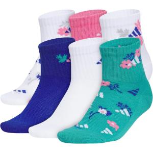 imageadidas Unisex Kids Quarter Ankle Socks for Boys and Girls Youth 6Pack Athletic Cushioned and ComfortableWhiteTeam Royal BluePink FusionGirls