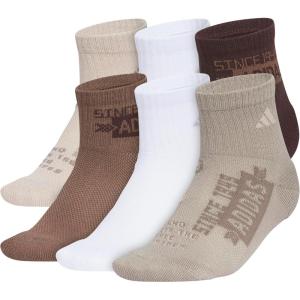 imageadidas Unisex Kids Quarter Ankle Socks for Boys and Girls Youth 6Pack Athletic Cushioned and ComfortableWonder BeigeWhiteEarth Strata BrownGraphic