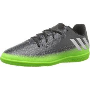 imageadidas UnisexChild Performance Messi 163 Indoor Soccer Shoes SkateDark GreyMetallic SilverNeon Green