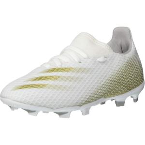 imageadidas UnisexChild X Ghosted3 Soccer ShoeWhiteMetallicgold MelangeGreyfirm Ground