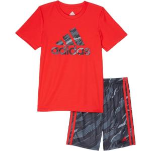 imageadidas boys Short Sleeve Tshirt and Printed Shorts 2piece SetVivid Red