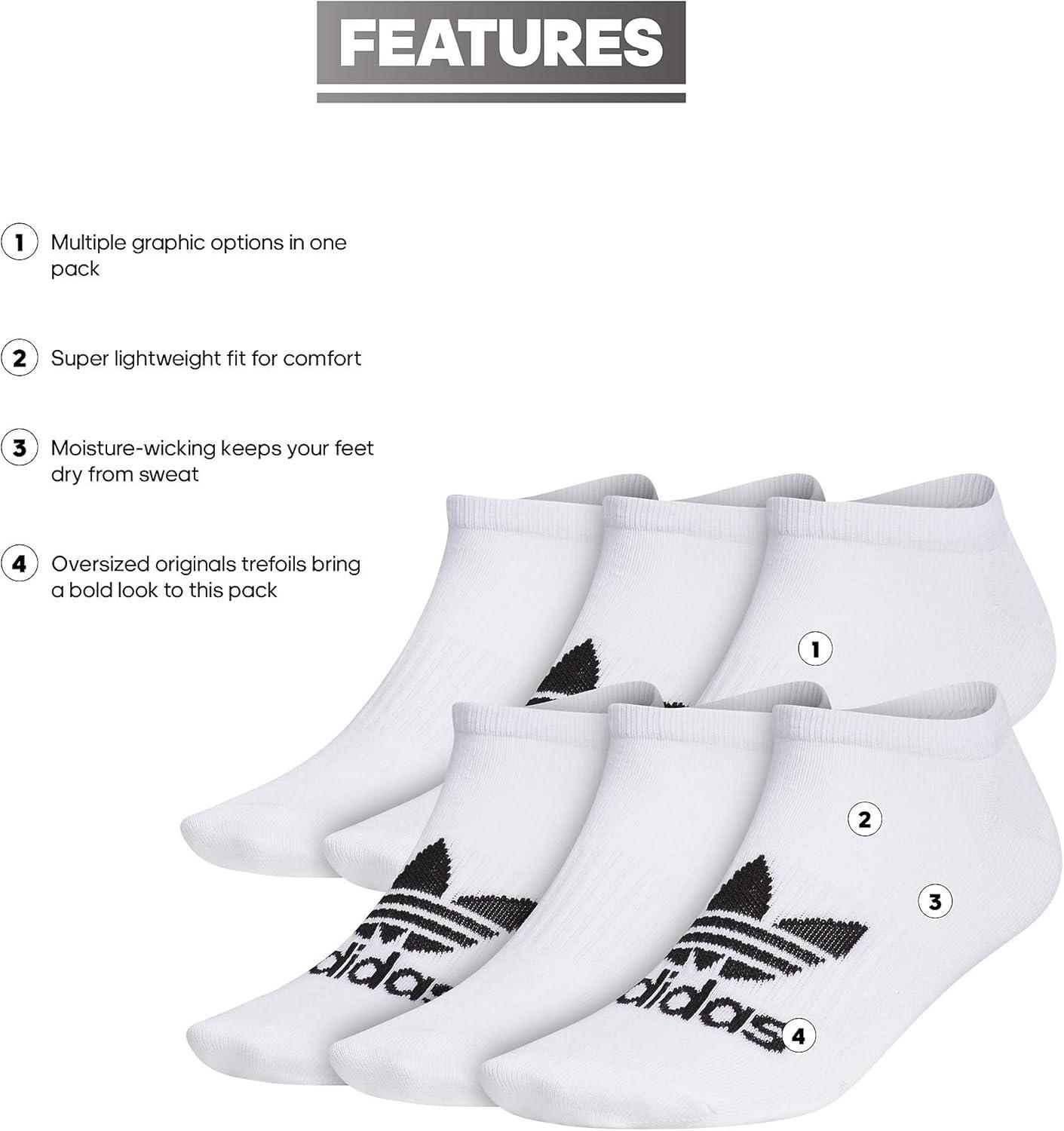 imageadidas Originals Mens Classic Trefoil Superlite No Show Socks 6PairWhiteCoreblack