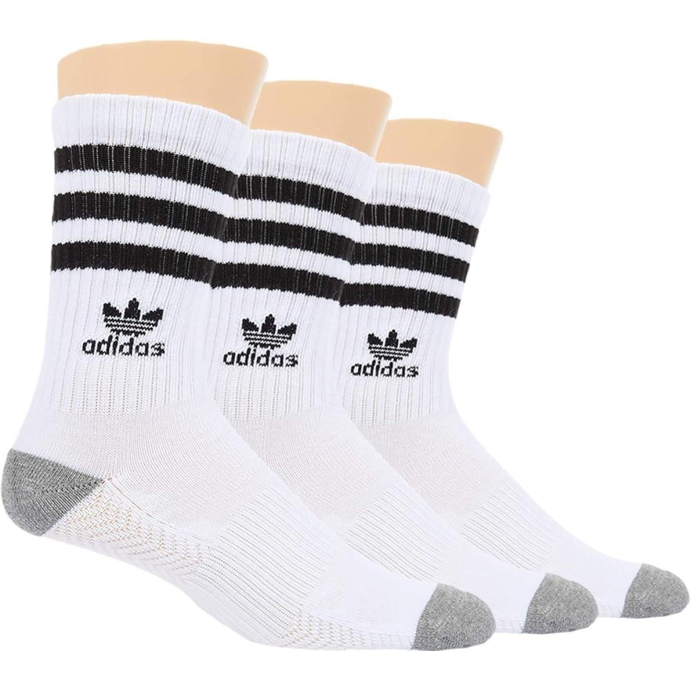 imageadidas Originals Mens Mixed Graphics Cushioned Crew Socks 3PairWhiteBlackHeather Grey