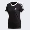 imageadidas Originals Womens 3Stripes TeeBlackBlackWhite