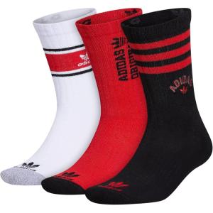 imageadidas Originals Womens Mixed Graphics Cushioned Crew Socks 3PairBlackBetter ScarletWhite