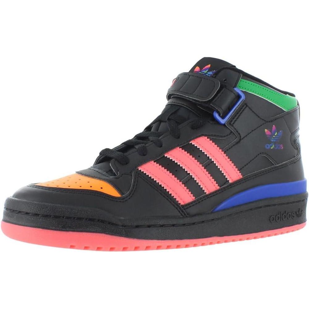 imageadidas Mens Forum Mid SneakerCore BlackCore BlackBold Bluemulticolored
