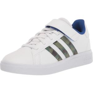 imageadidas Kids Grand Court 20 SneakersFtwr WhiteGreen OxideTeam Royal Blue Elastic