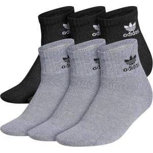 imageadidas Originals KidsBoysGirls Trefoil Cushioned Quarter Socks 6PairHeather GreyBlackWhite
