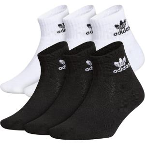 imageadidas Originals KidsBoysGirls Trefoil Cushioned Quarter Socks 6PairWhiteBlack