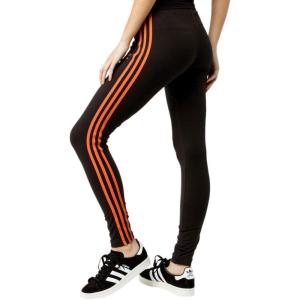 imageadidas Originals Womens 3Stripes LeggingsBlackCraft Orange