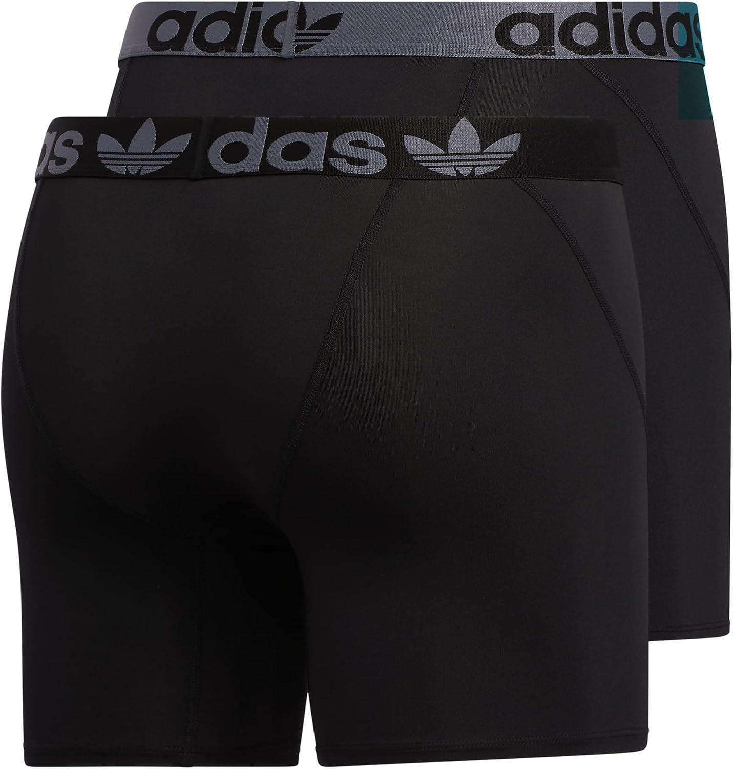 imageadidas Originals Mens Trefoil Athletic Comfort Fit Boxer Brief Underwear 2PackBlackOnix Grey