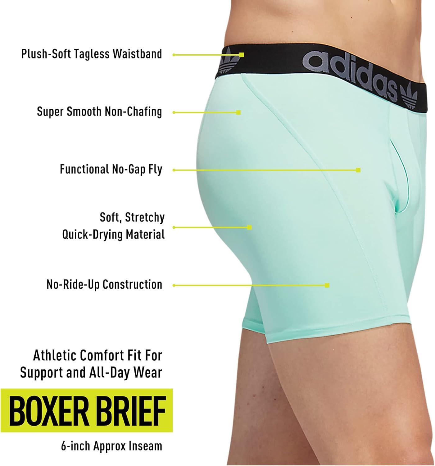 imageadidas Originals Mens Trefoil Athletic Comfort Fit Boxer Brief Underwear 2PackBlackOnix GreyPulse Mint Green