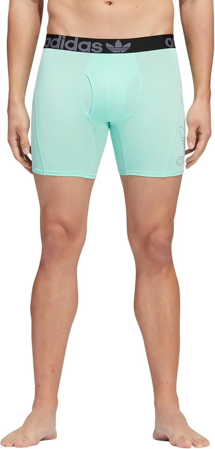 imageadidas Originals Mens Trefoil Athletic Comfort Fit Boxer Brief Underwear 2PackBlackOnix GreyPulse Mint Green