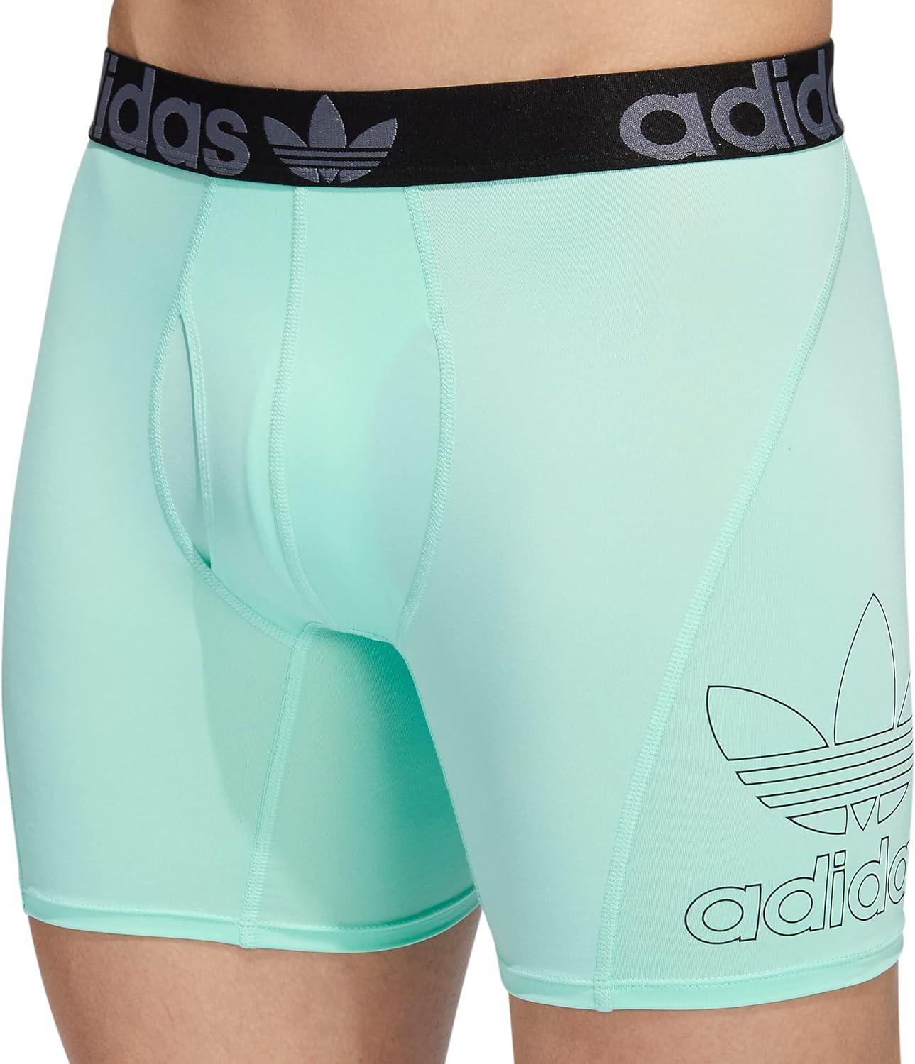 imageadidas Originals Mens Trefoil Athletic Comfort Fit Boxer Brief Underwear 2PackBlackOnix GreyPulse Mint Green