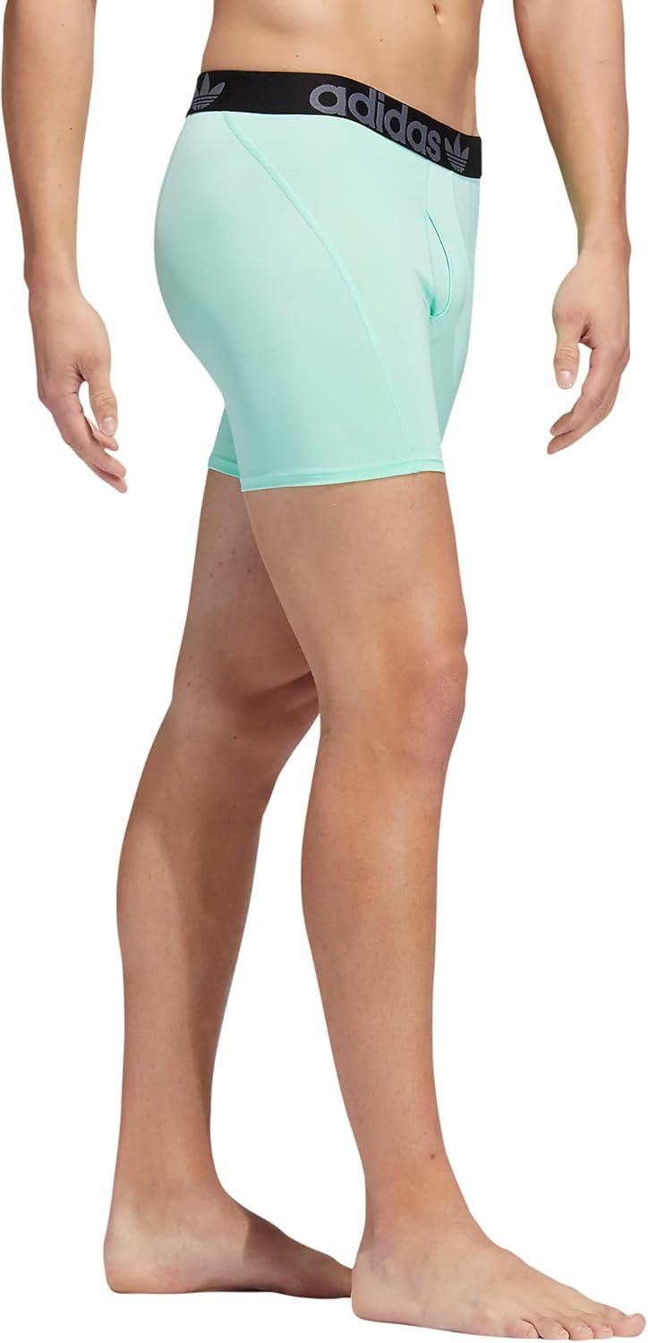 imageadidas Originals Mens Trefoil Athletic Comfort Fit Boxer Brief Underwear 2PackBlackOnix GreyPulse Mint Green