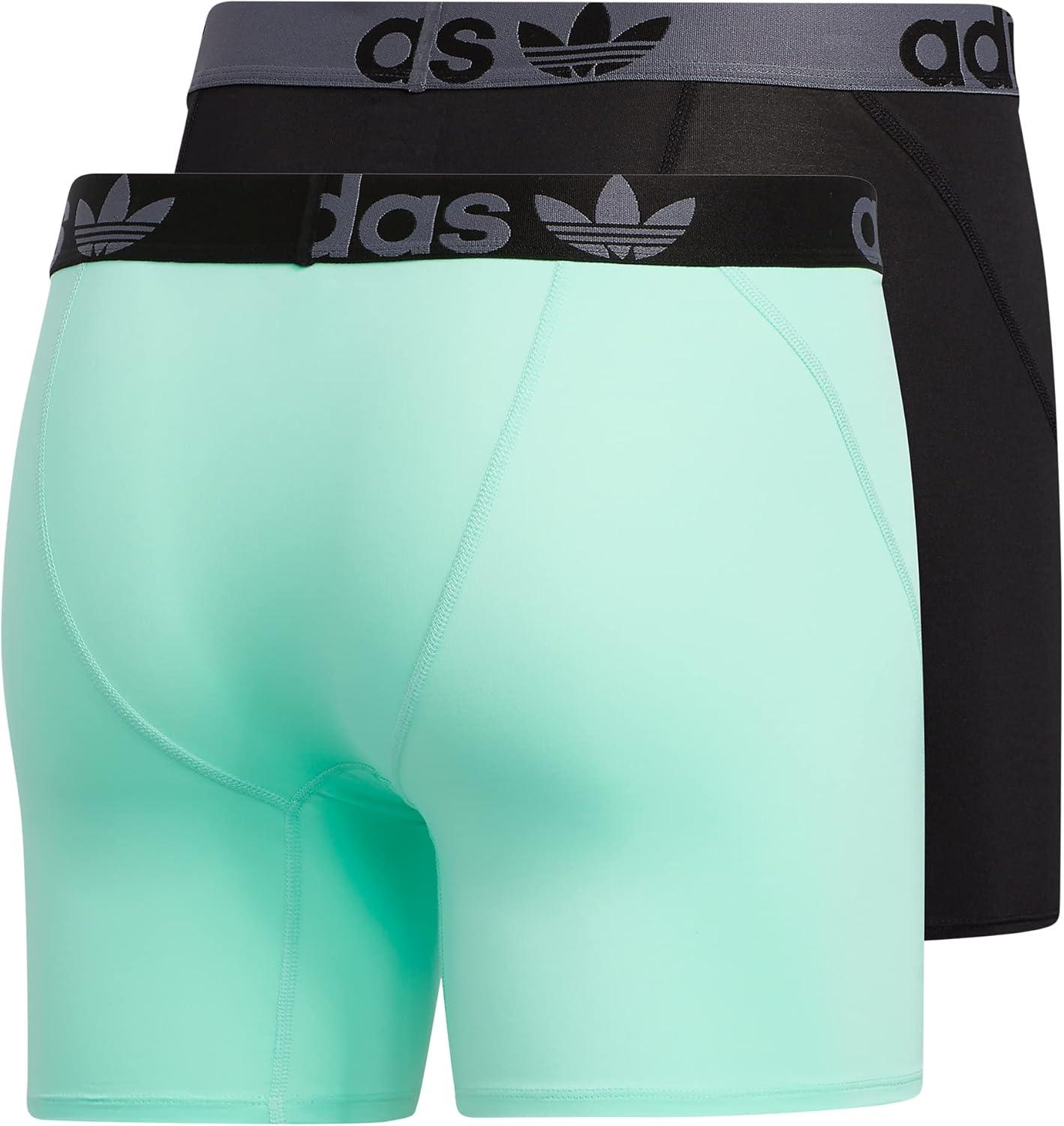 imageadidas Originals Mens Trefoil Athletic Comfort Fit Boxer Brief Underwear 2PackBlackOnix GreyPulse Mint Green