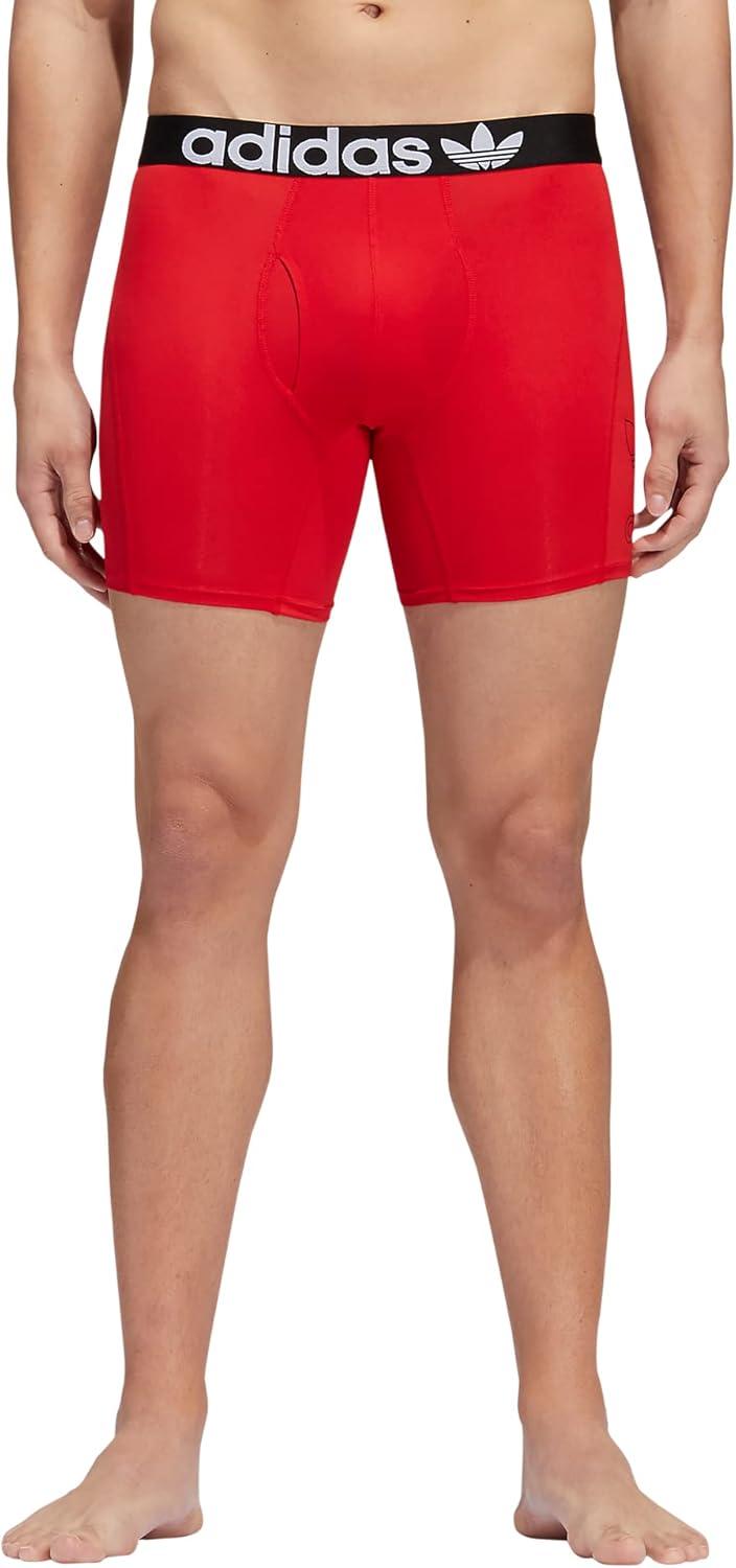 imageadidas Originals Mens Trefoil Athletic Comfort Fit Boxer Brief Underwear 2PackBlackWhiteBetter Scarlet