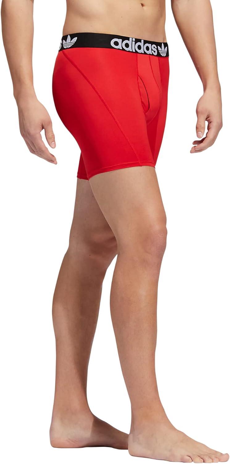 imageadidas Originals Mens Trefoil Athletic Comfort Fit Boxer Brief Underwear 2PackBlackWhiteBetter Scarlet