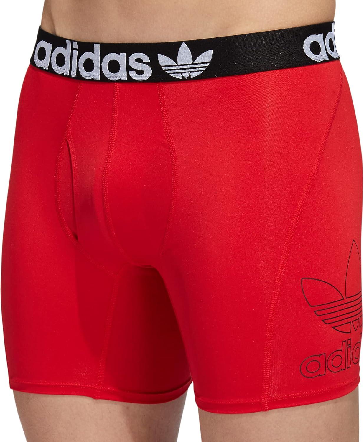 imageadidas Originals Mens Trefoil Athletic Comfort Fit Boxer Brief Underwear 2PackBlackWhiteBetter Scarlet