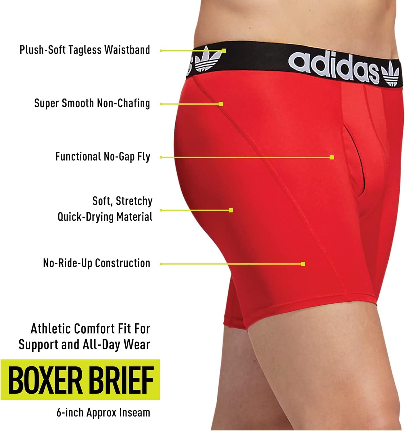 imageadidas Originals Mens Trefoil Athletic Comfort Fit Boxer Brief Underwear 2PackBlackWhiteBetter Scarlet