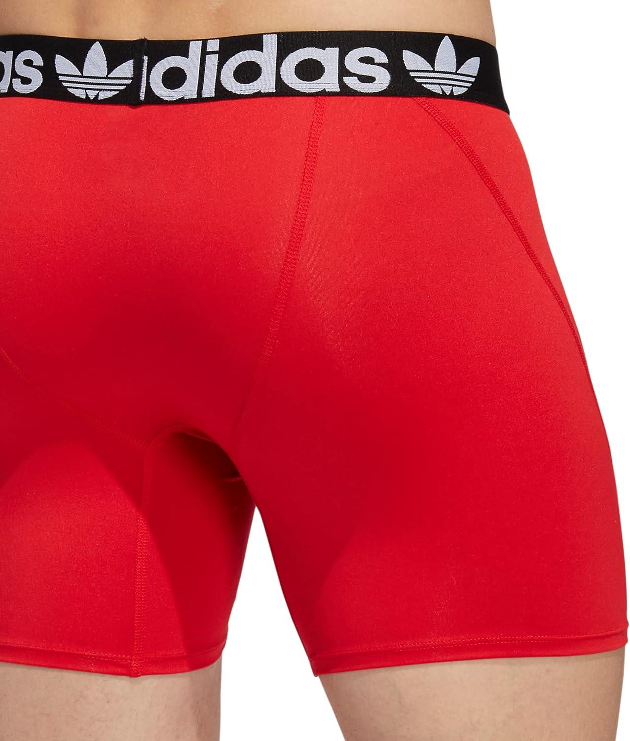 imageadidas Originals Mens Trefoil Athletic Comfort Fit Boxer Brief Underwear 2PackBlackWhiteBetter Scarlet