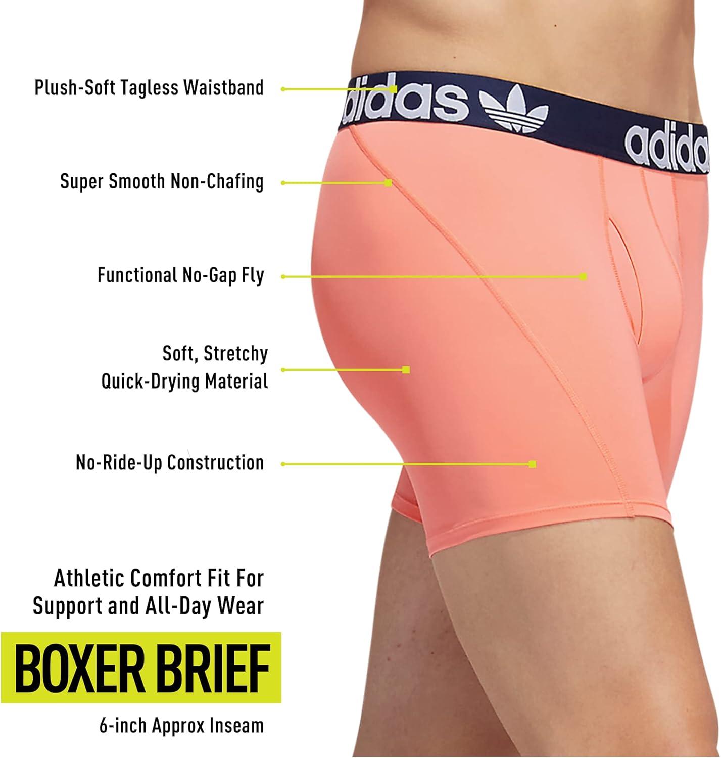 imageadidas Originals Mens Trefoil Athletic Comfort Fit Boxer Brief Underwear 2PackNight IndigoWhiteCoral Fusion Pink
