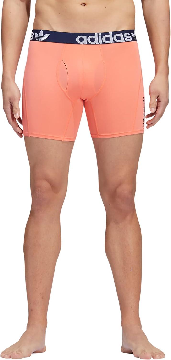 imageadidas Originals Mens Trefoil Athletic Comfort Fit Boxer Brief Underwear 2PackNight IndigoWhiteCoral Fusion Pink