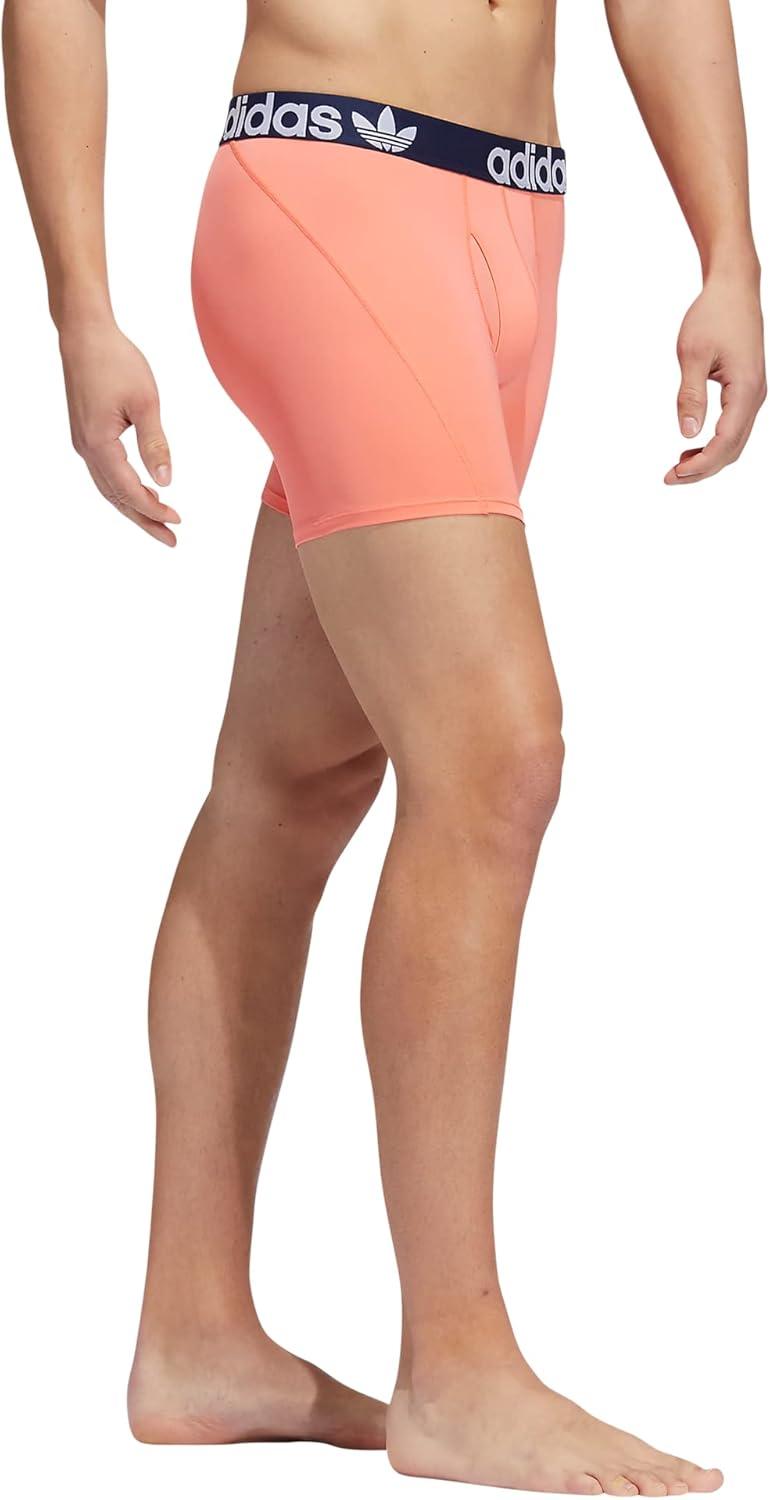 imageadidas Originals Mens Trefoil Athletic Comfort Fit Boxer Brief Underwear 2PackNight IndigoWhiteCoral Fusion Pink