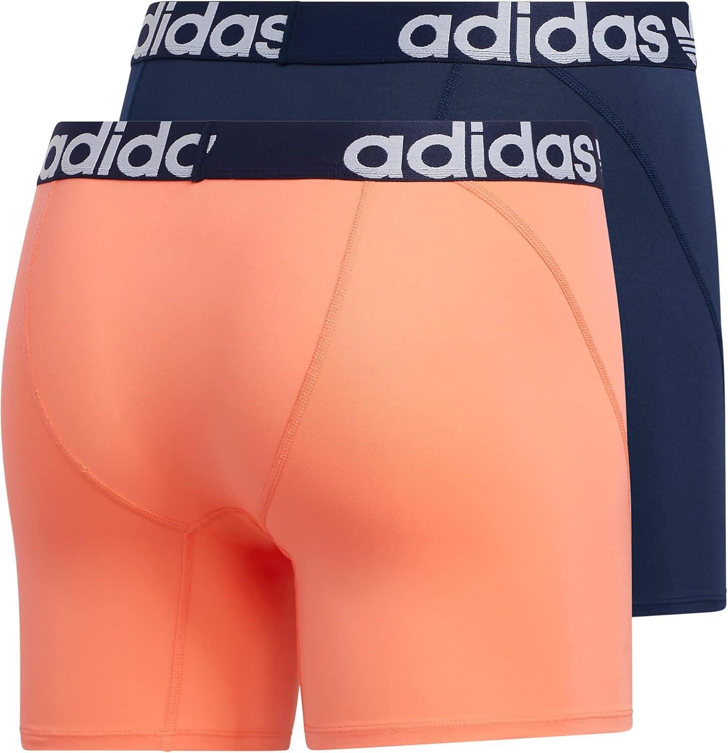 imageadidas Originals Mens Trefoil Athletic Comfort Fit Boxer Brief Underwear 2PackNight IndigoWhiteCoral Fusion Pink