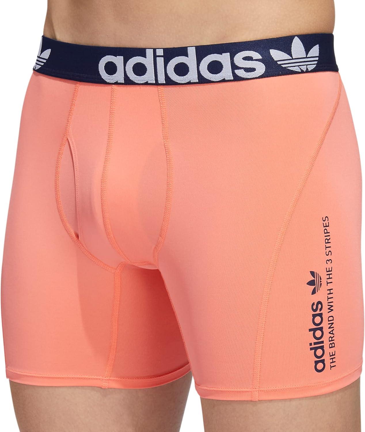 imageadidas Originals Mens Trefoil Athletic Comfort Fit Boxer Brief Underwear 2PackNight IndigoWhiteCoral Fusion Pink