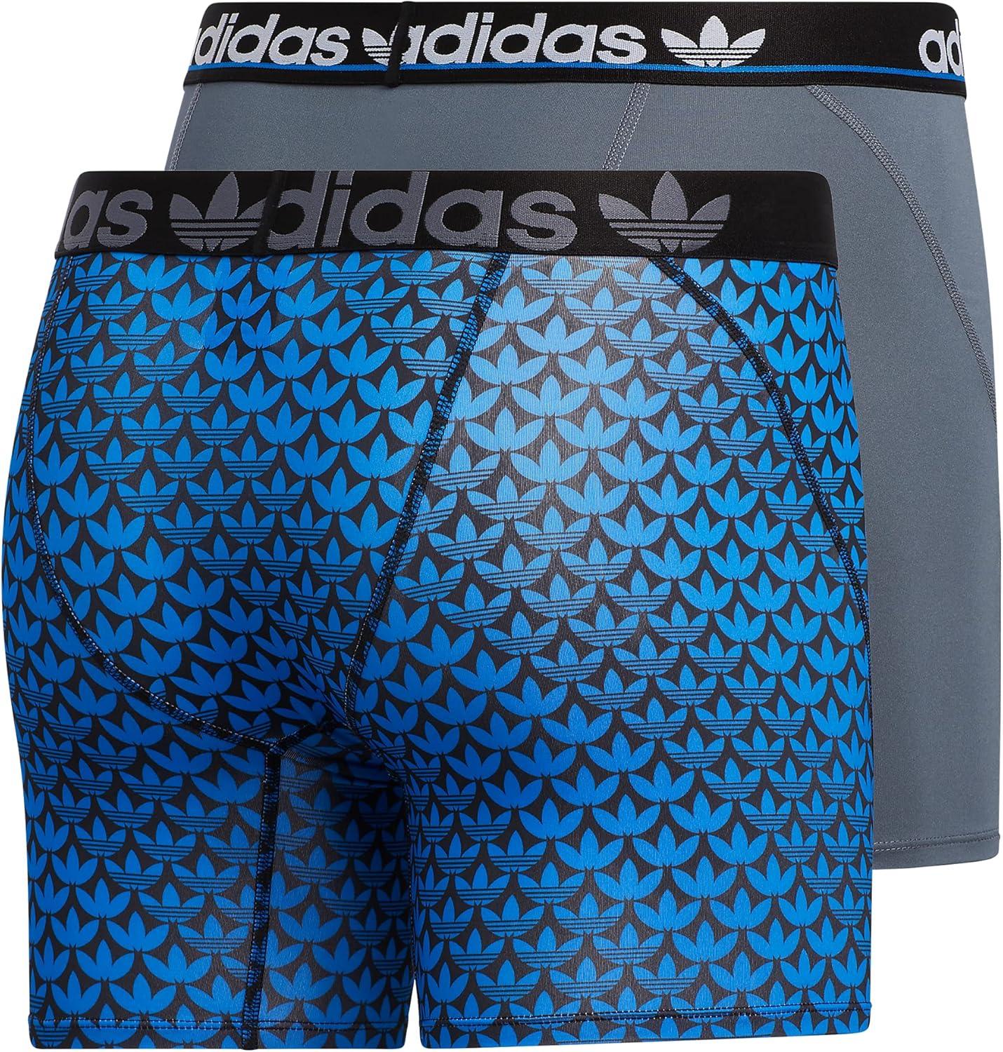 imageadidas Originals Mens Trefoil Athletic Comfort Fit Boxer Brief Underwear 2PackOnix GreyBlackOg Monogram Blackbluebird