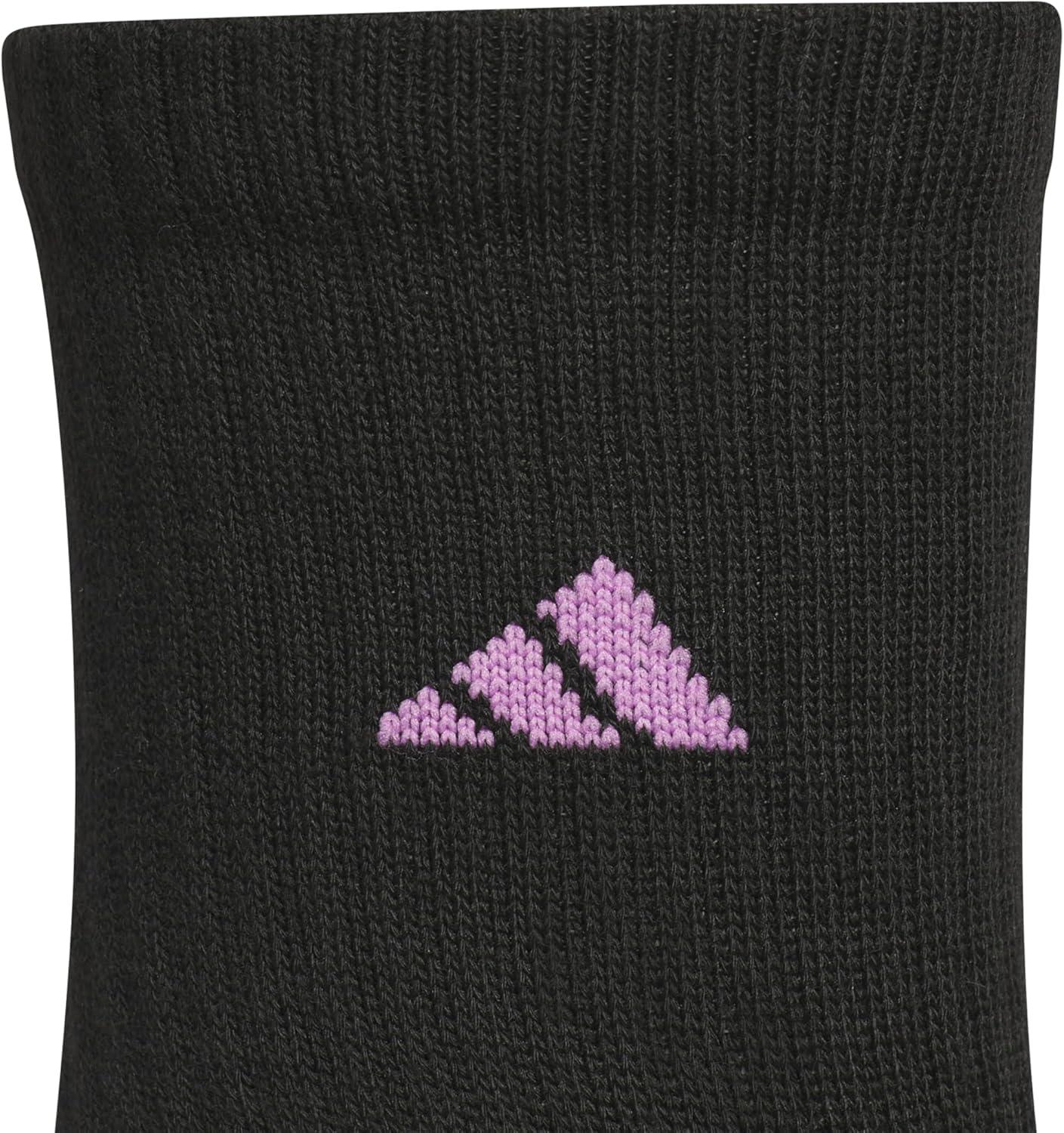 imageadidas Unisex Youth Athletic Cushioned 6Pack Crew Socks Kids for Sports Durable ampamp BreathableBlackPreloved PurpleIce LavenderGirls