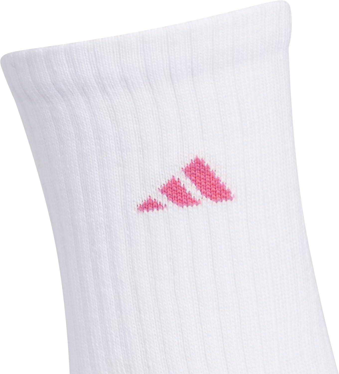 imageadidas Unisex Youth Athletic Cushioned 6Pack Crew Socks Kids for Sports Durable ampamp BreathableWhiteWhiteclear Onix GreyPulse Magenta PinkGirls