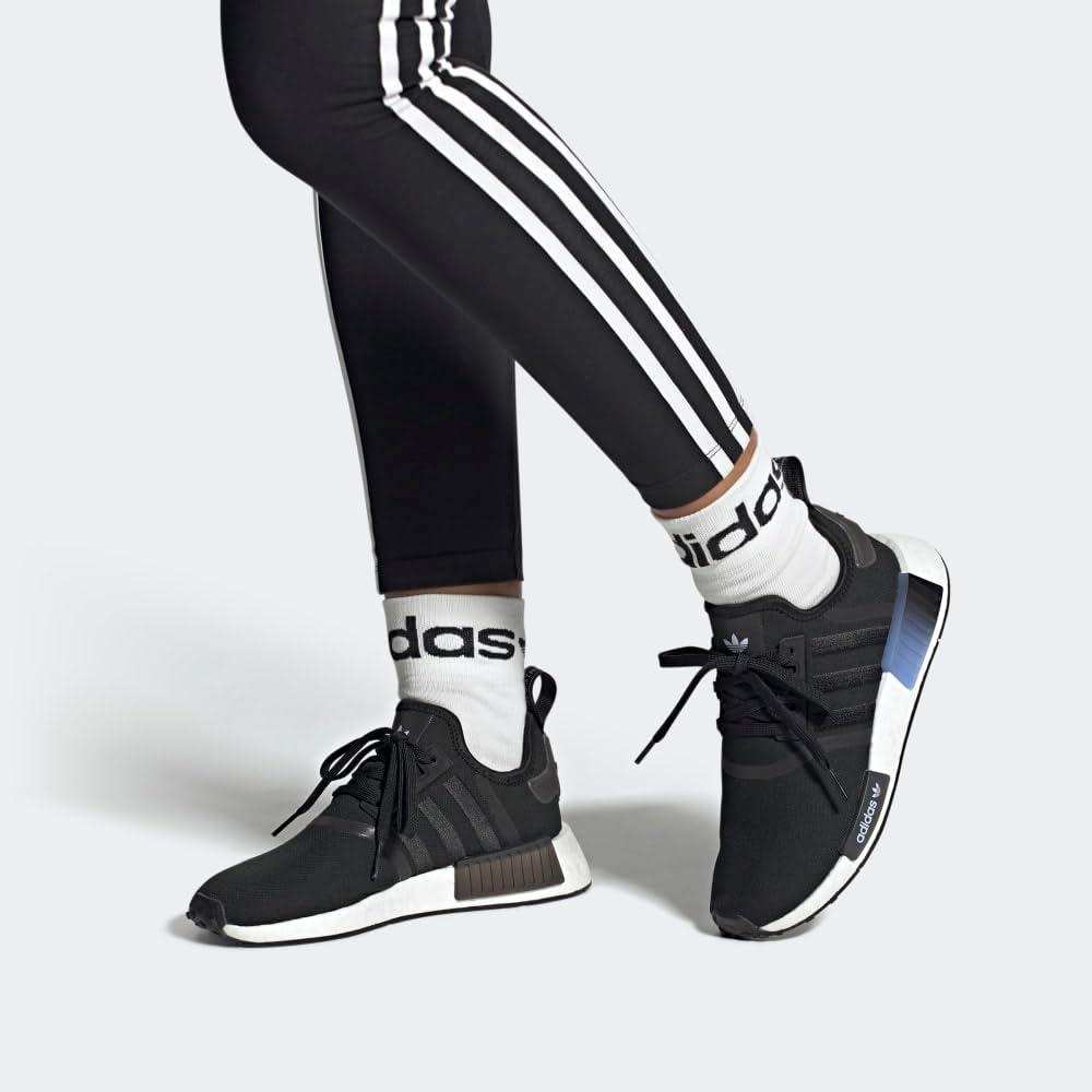 imageadidas Womens NMDr1 SneakerBlackWhiteBlue Dawn