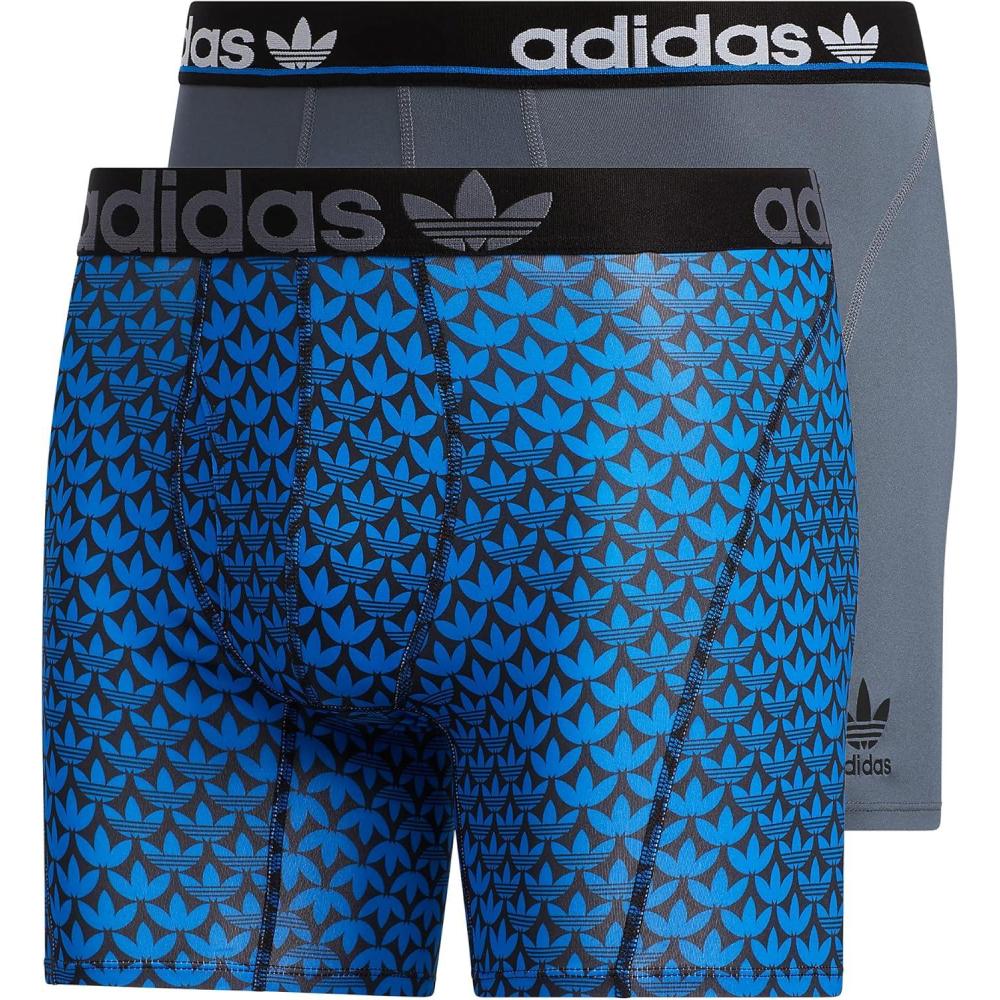 imageadidas Originals Mens Trefoil Athletic Comfort Fit Boxer Brief Underwear 2PackOnix GreyBlackOg Monogram Blackbluebird