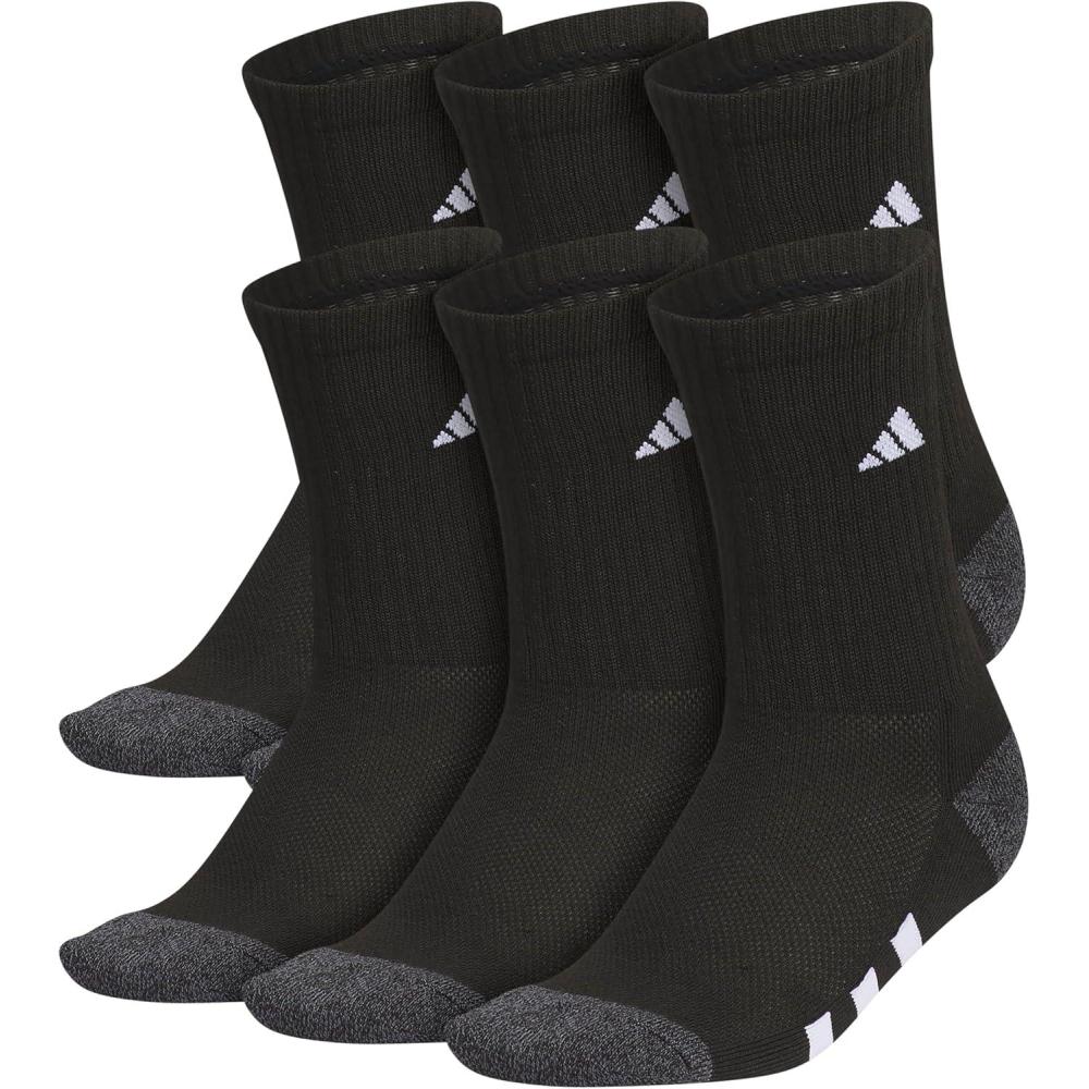 imageadidas Unisex Youth Athletic Cushioned 6Pack Crew Socks Kids for Sports Durable ampamp BreathableBlackOnix GreyWhite