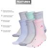 imageadidas Unisex Youth Athletic Cushioned 6Pack Crew Socks Kids for Sports Durable ampamp BreathableCool Light HeatherGreySemi Flash Aqua BlueGirls