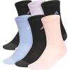 imageadidas Unisex Youth Athletic Cushioned 6Pack Crew Socks Kids for Sports Durable ampamp BreathableBlackPreloved PurpleIce LavenderGirls