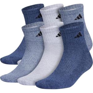 imageadidas Mens Socks Athletic Cushioned Quarter 6Pack Ankle Fit with Arch SupportTech Indigo BlueGreyCollegiate Navy