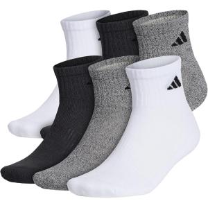 imageadidas Mens Socks Athletic Cushioned Quarter 6Pack Ankle Fit with Arch SupportWhiteAlumina BeigeCarbon Grey