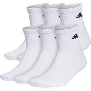 imageadidas Mens Socks Athletic Cushioned Quarter 6Pack Ankle Fit with Arch SupportWhiteBlack
