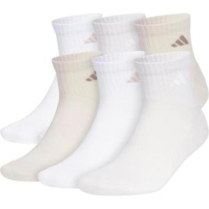 imageadidas Mens Socks Athletic Cushioned Quarter 6Pack Ankle Fit with Arch SupportWhiteWonder BeigeAlumina Beige